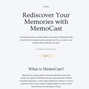 Mymemo Features